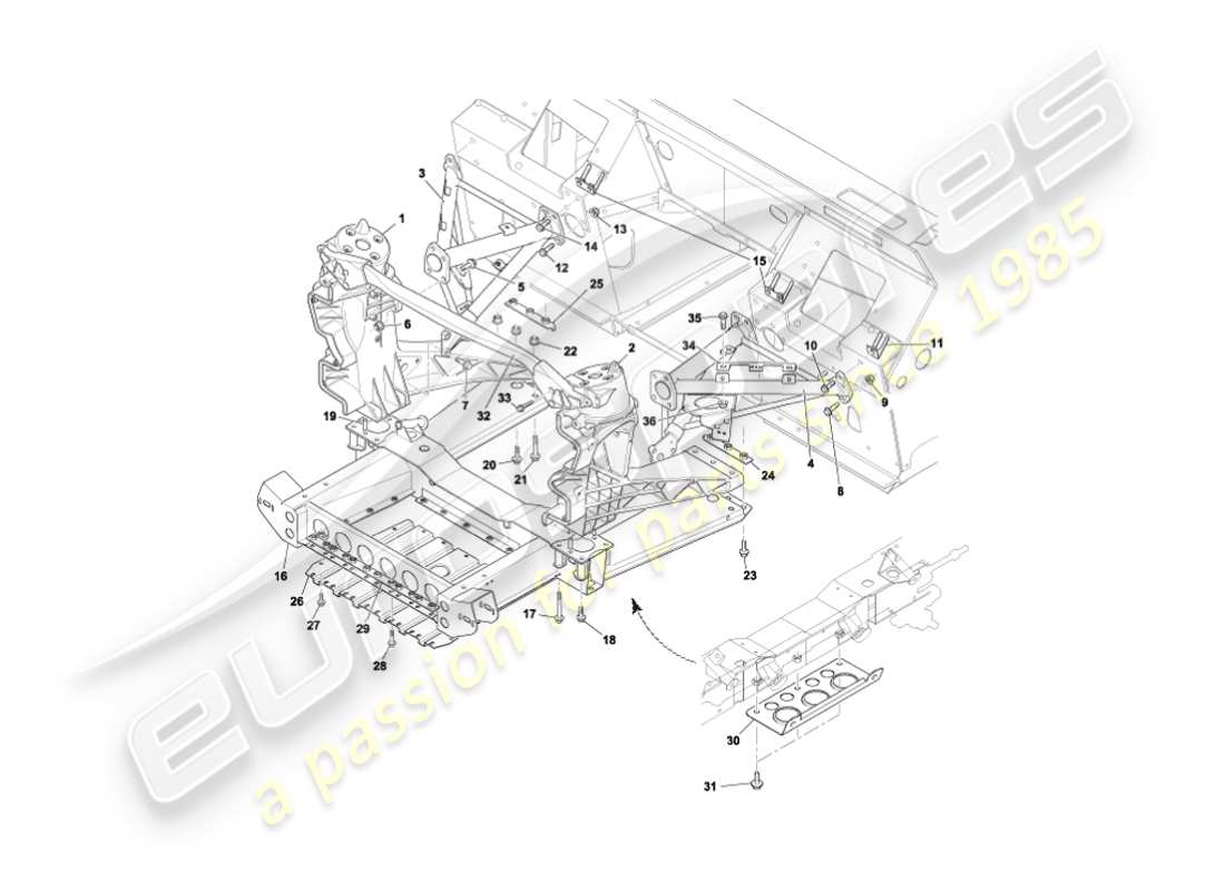 a part diagram from the aston martin vanquish parts catalogue