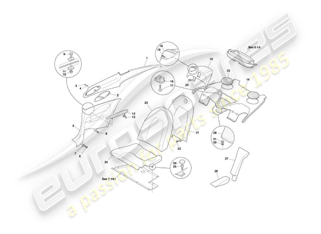 a part diagram from the aston martin vanquish (2005) parts catalogue