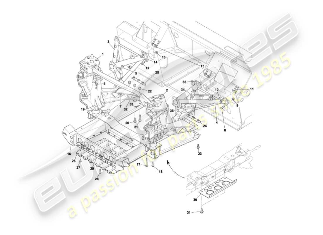 a part diagram from the aston martin vanquish (2003) parts catalogue