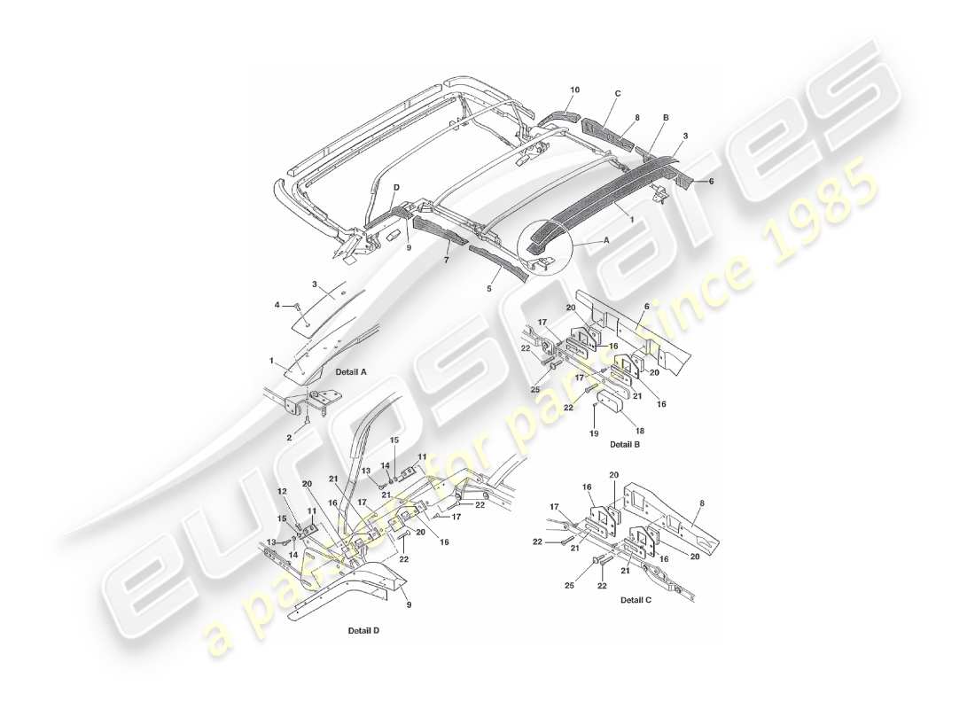 a part diagram from the aston martin v8 virage parts catalogue