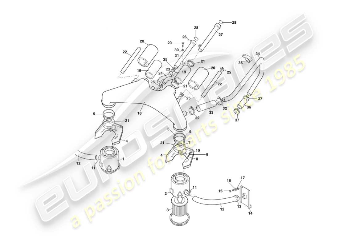 a part diagram from the aston martin v8 virage parts catalogue