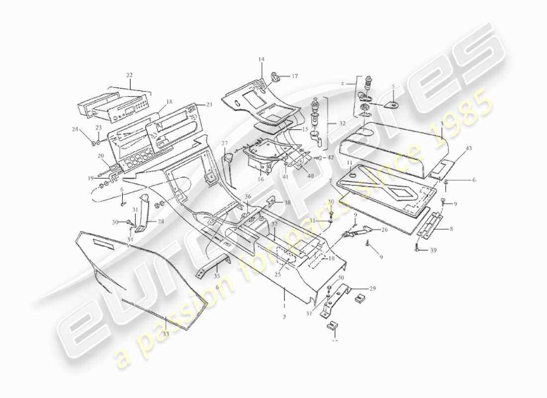 aston martin v8 virage (1999) centre console, volante part diagram