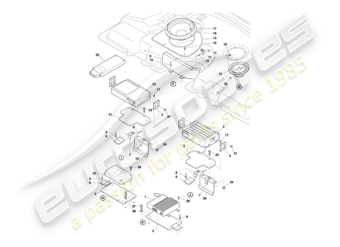 aston martin vanquish (2004) in-car entertainment part diagram