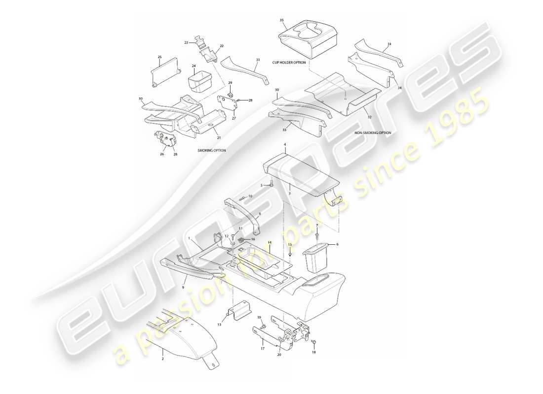 aston martin vanquish (2003) centre console & trim, vin 501949 on parts diagram
