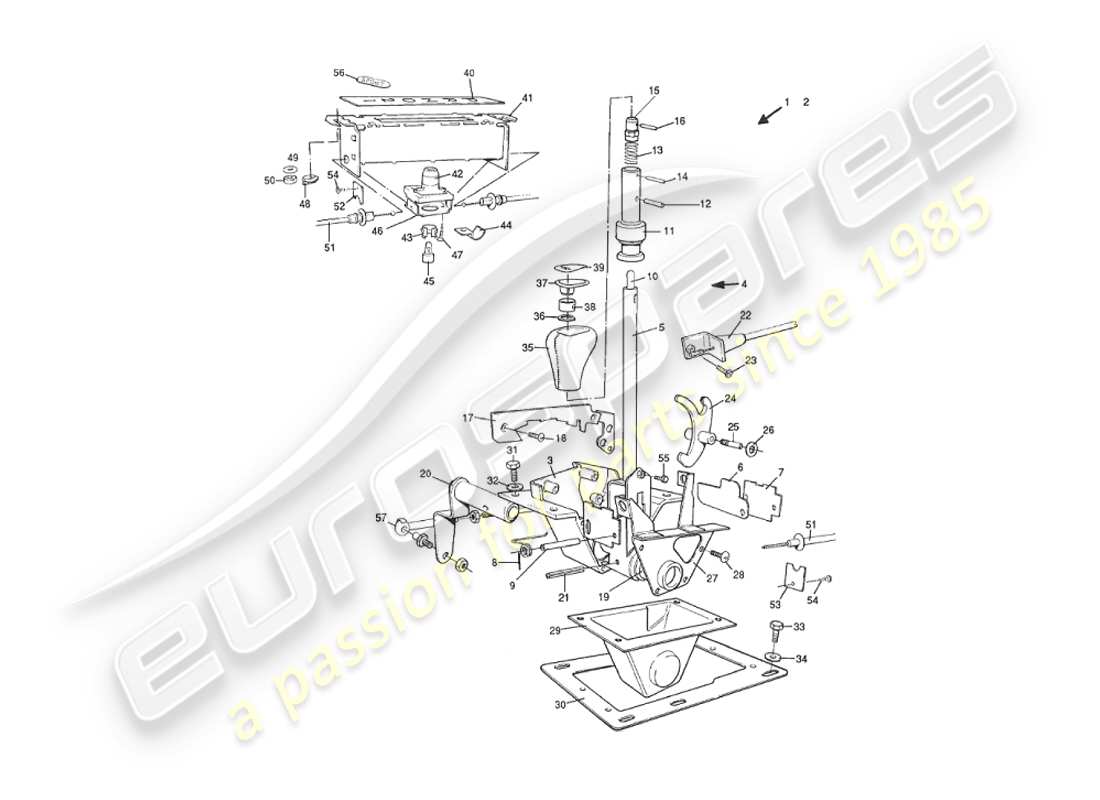 aston martin v8 virage (2000) 4 speed selector assembly, volante, approx vin 60043 on parts diagram