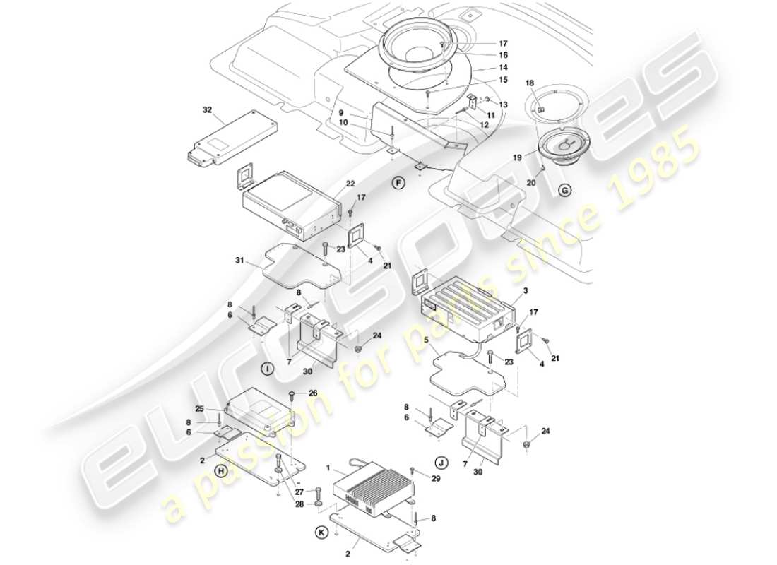a part diagram from the aston martin vanquish (2001) parts catalogue