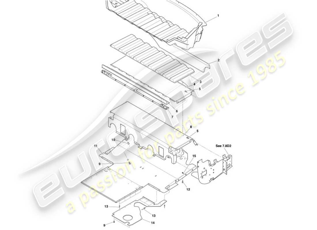 aston martin vanquish (2001) heat deflector & shields part diagram