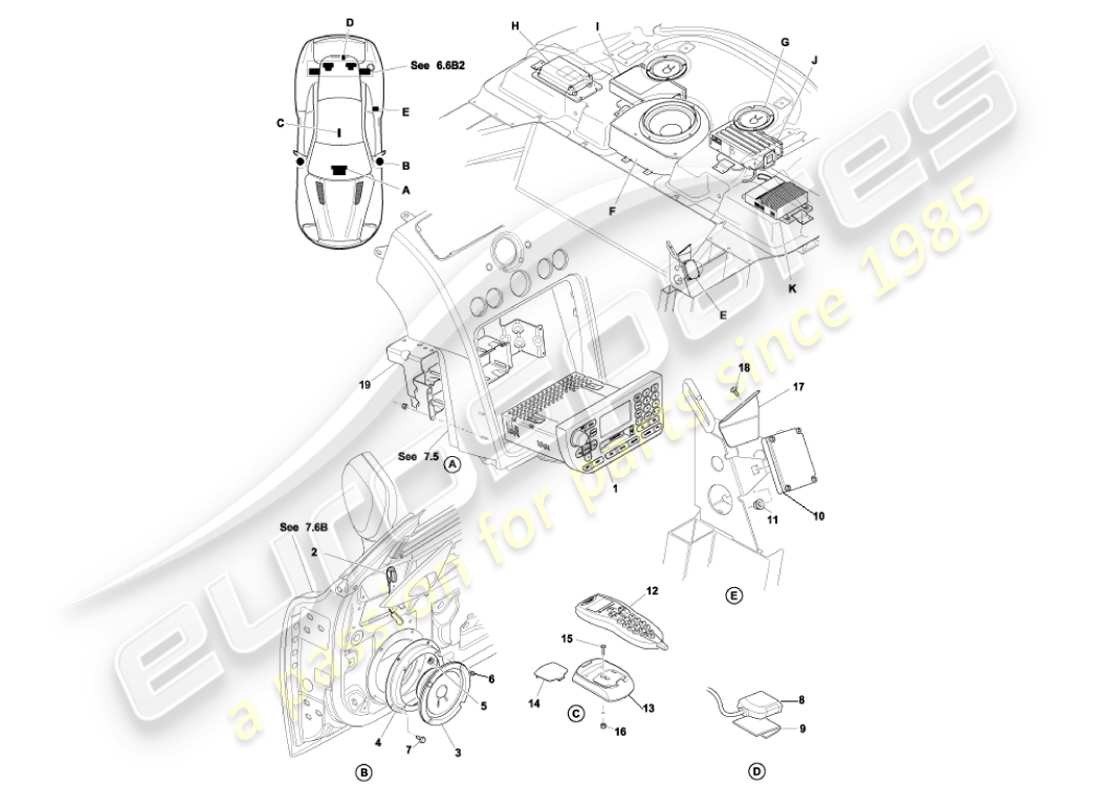 aston martin vanquish (2007) in-car entertainment part diagram
