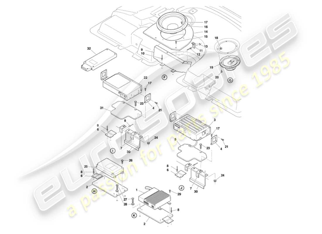 aston martin vanquish (2007) in-car entertainment part diagram