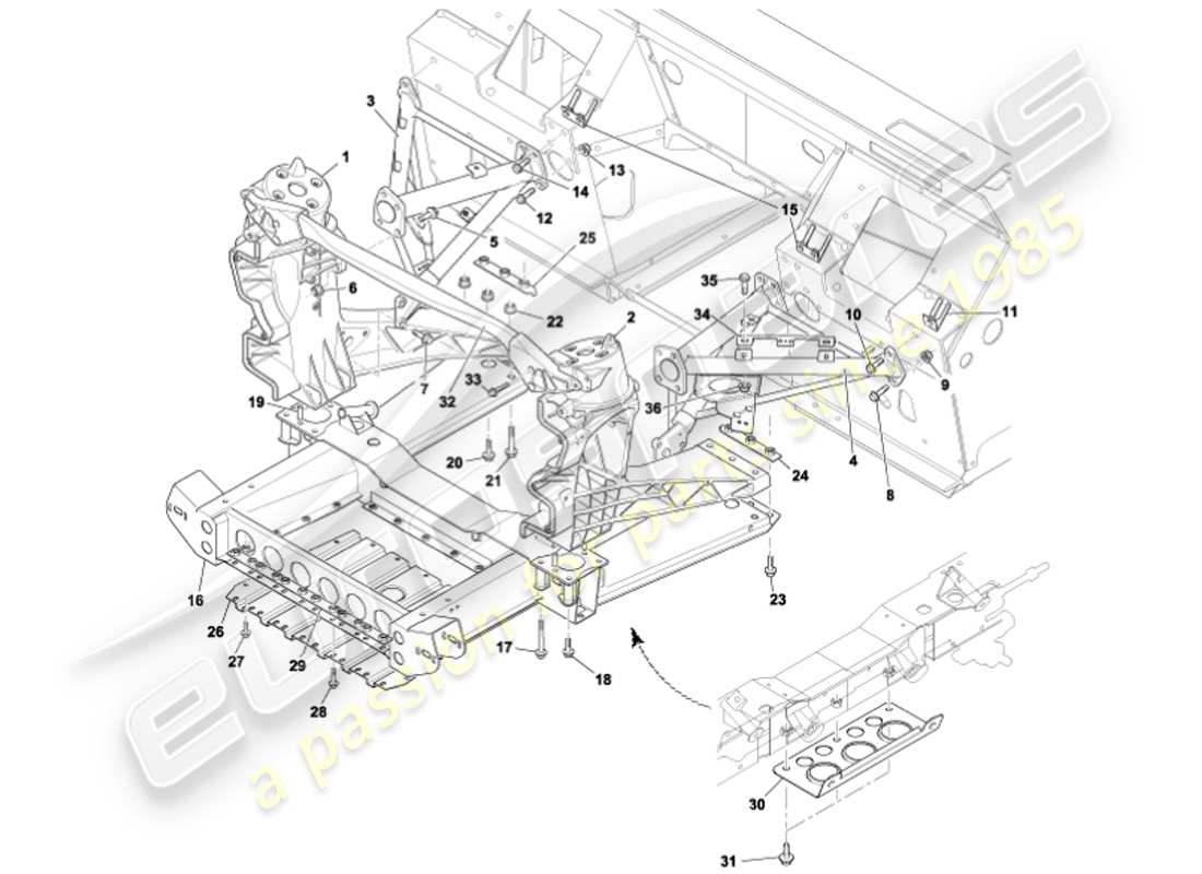 a part diagram from the aston martin vanquish parts catalogue