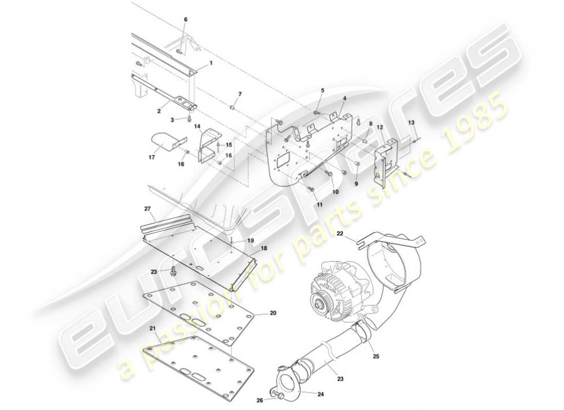 a part diagram from the aston martin vanquish (2001) parts catalogue