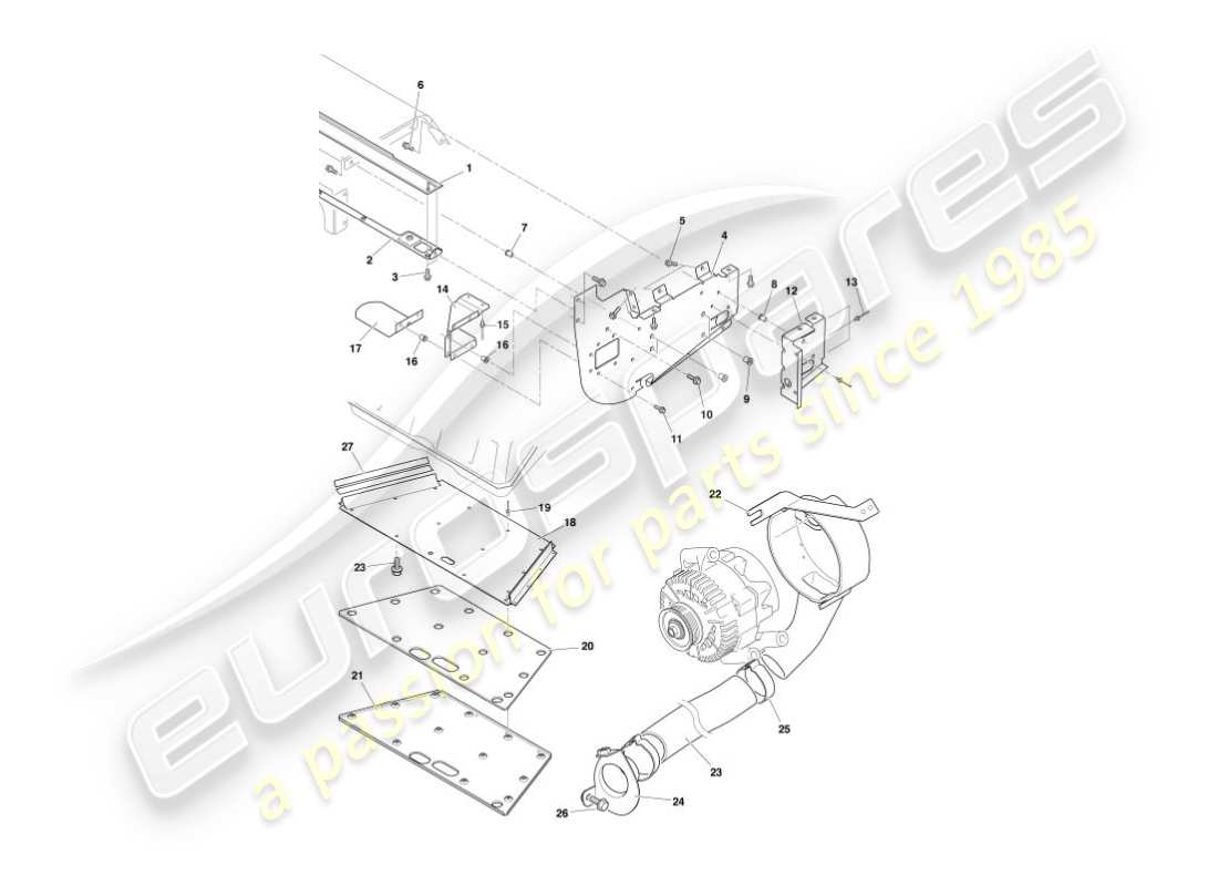 aston martin vanquish (2004) heat deflectors & shields part diagram