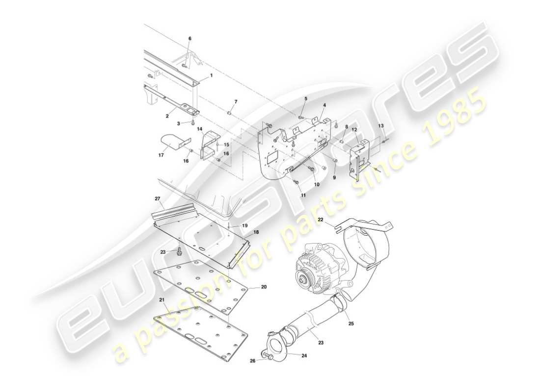 aston martin vanquish (2003) heat deflectors & shields parts diagram