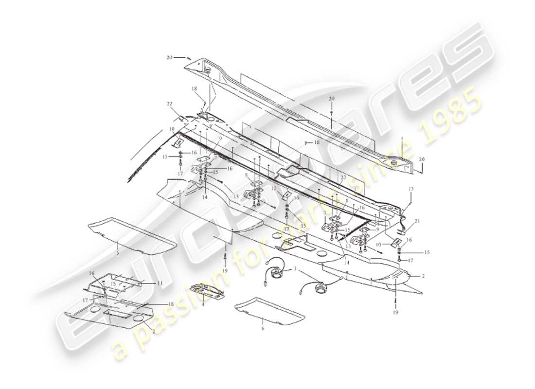 aston martin v8 virage (1999) header rail, volante part diagram
