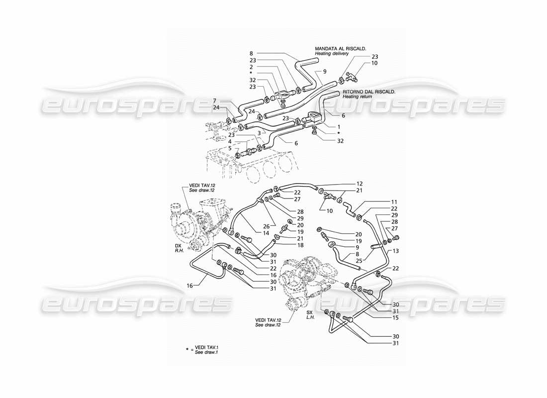 a part diagram from the maserati quattroporte (1996-2001) parts catalogue