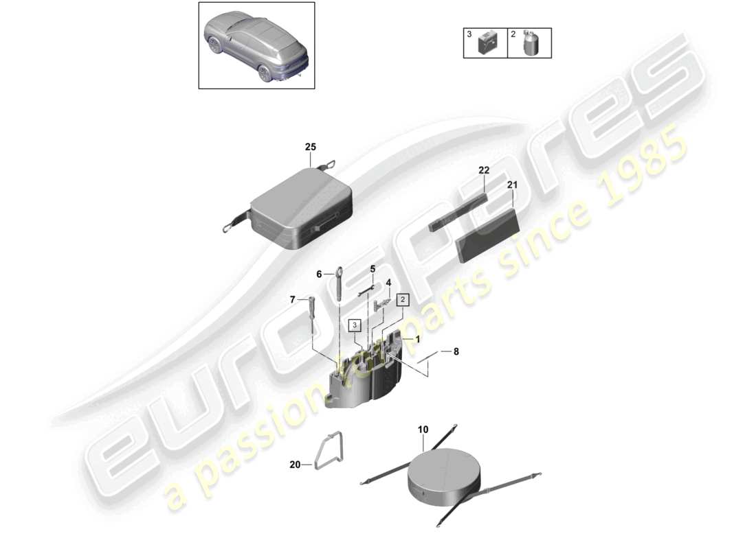 a part diagram from the porsche 2023 (cayenne e3 9ya/9yb) parts catalogue