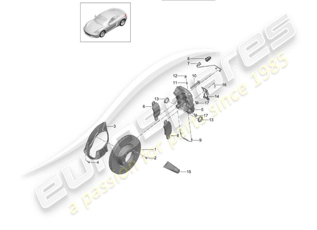 a part diagram from the porsche 2024 (718 cayman) parts catalogue
