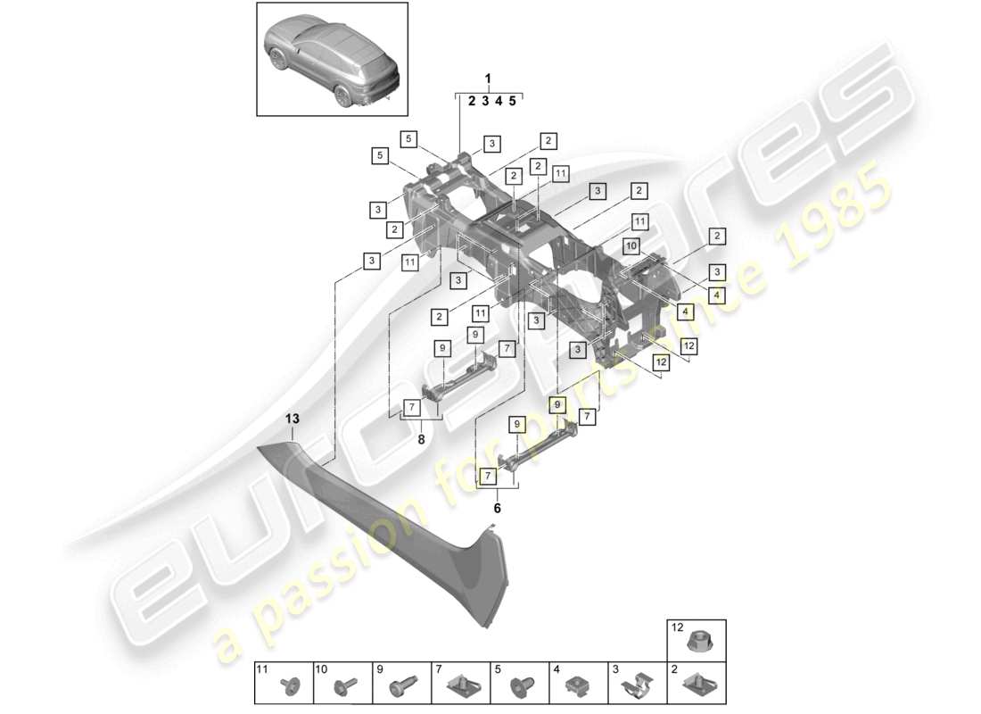 a part diagram from the porsche 2022 (cayenne e3 9ya/9yb) parts catalogue