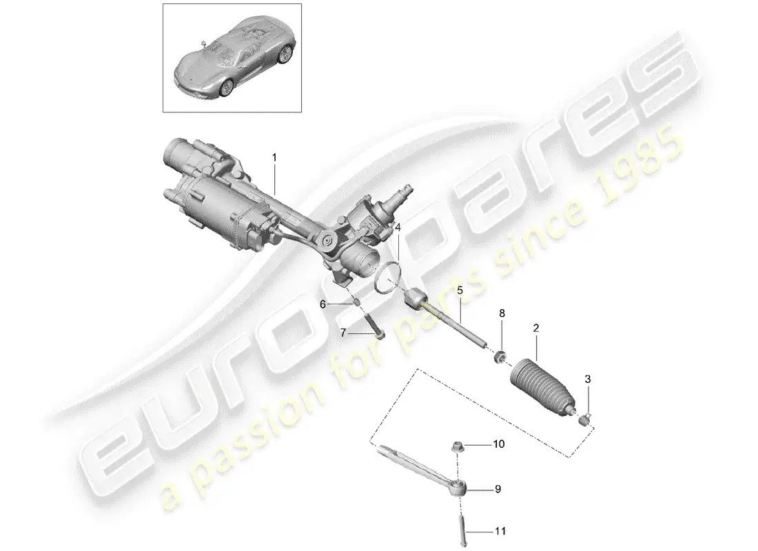 a part diagram from the porsche 918 spyder parts catalogue