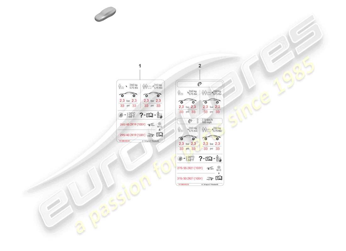 a part diagram from the porsche taycan parts catalogue