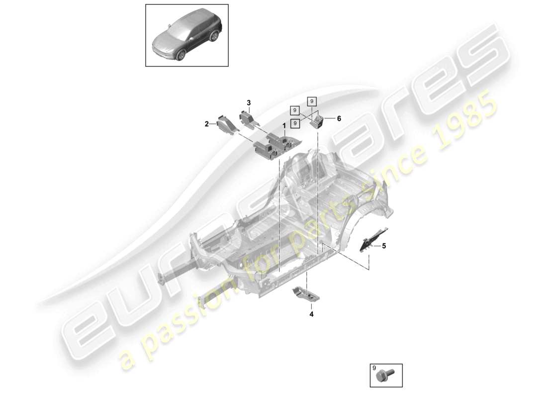 a part diagram from the porsche 2022 (cayenne e3 9ya/9yb) parts catalogue