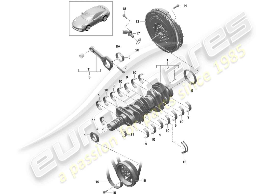 a part diagram from the porsche 2018 (991-2 turbo) parts catalogue