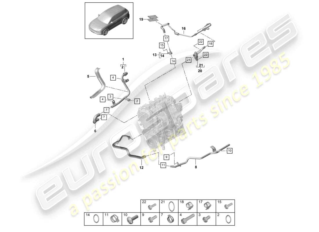 a part diagram from the porsche 2022 (cayenne e3 9ya/9yb) parts catalogue