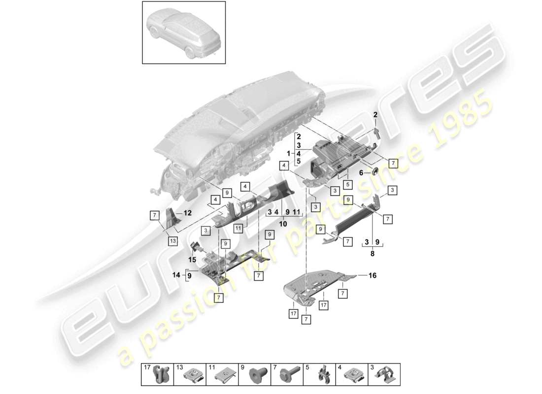 a part diagram from the porsche 2022 (cayenne e3 9ya/9yb) parts catalogue
