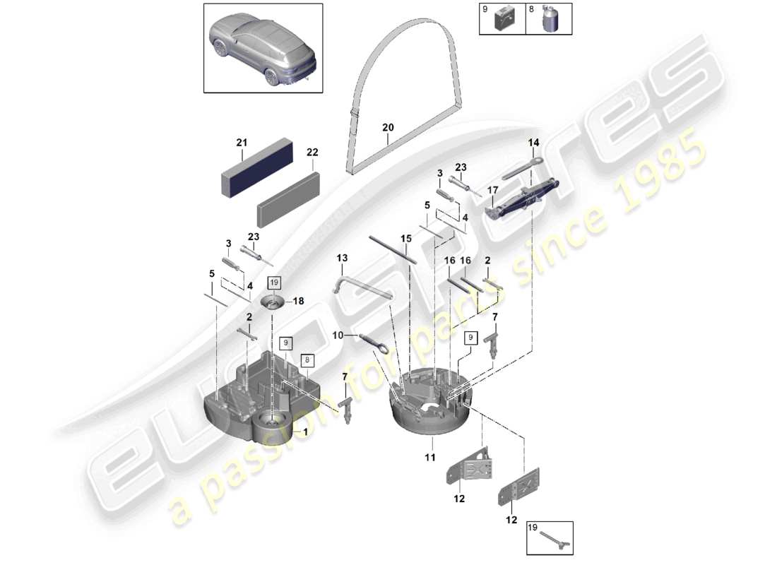 a part diagram from the porsche 2021 (cayenne e3 9ya/9yb) parts catalogue