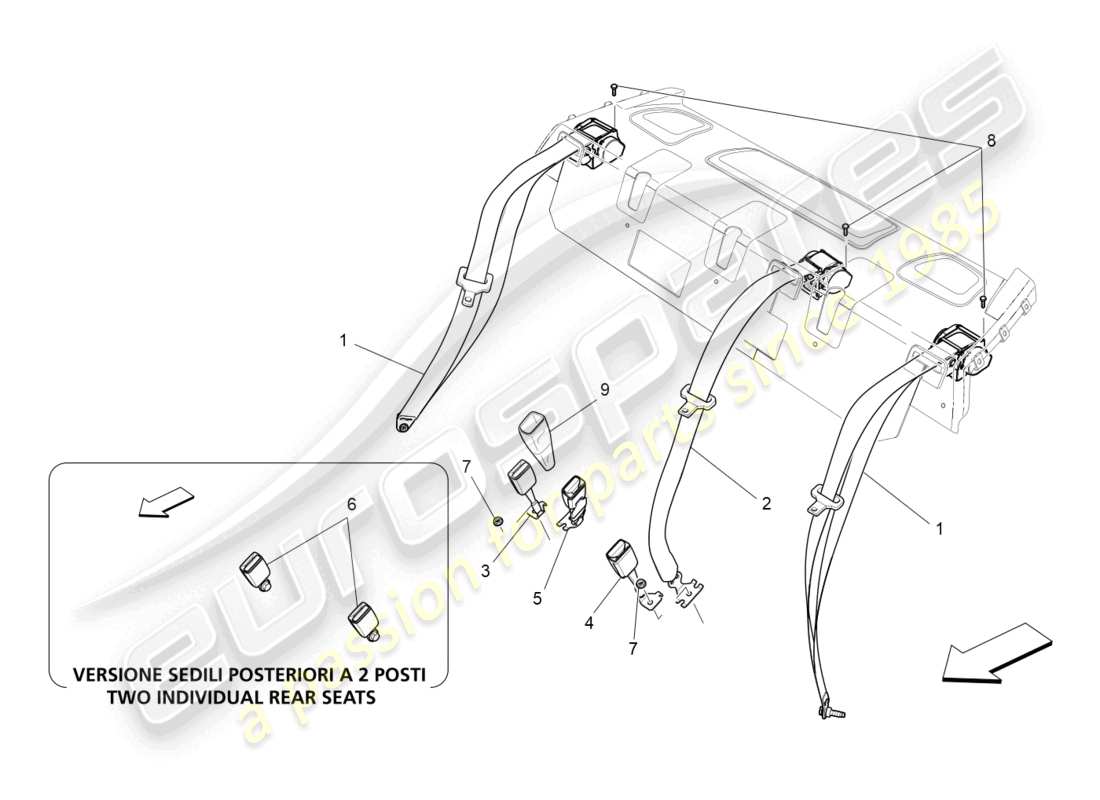 a part diagram from the maserati quattroporte m156 (2017 onwards) parts catalogue