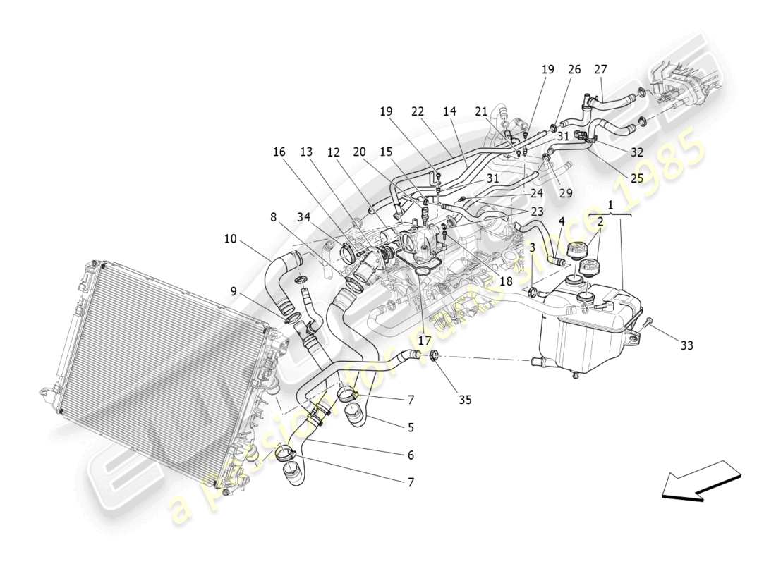 a part diagram from the maserati quattroporte m156 (2017 onwards) parts catalogue