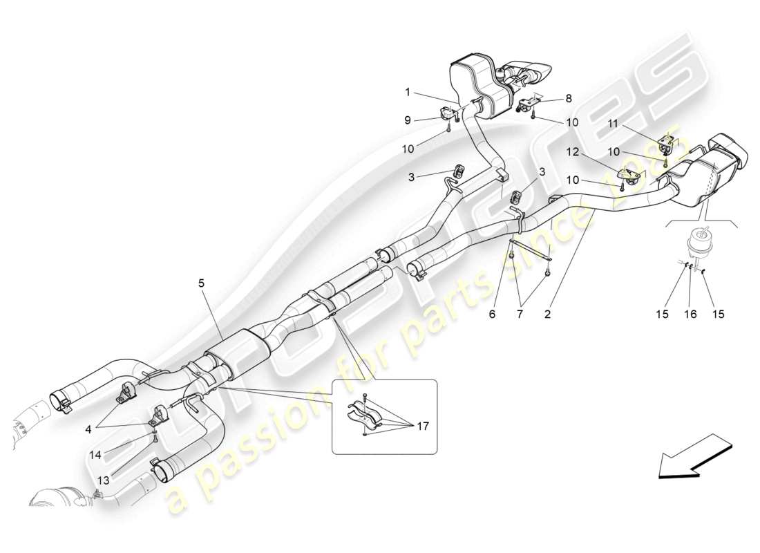 a part diagram from the maserati quattroporte m156 (2017 onwards) parts catalogue