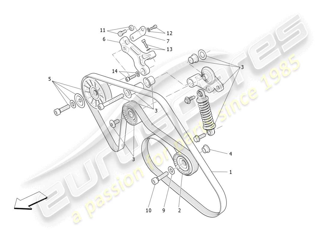 a part diagram from the maserati quattroporte m156 (2017 onwards) parts catalogue