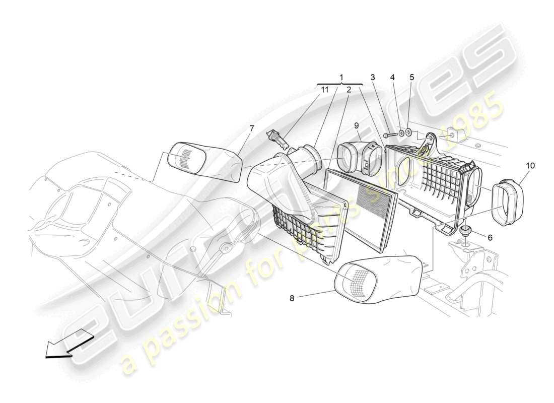 a part diagram from the maserati granturismo mc stradale (2012) parts catalogue