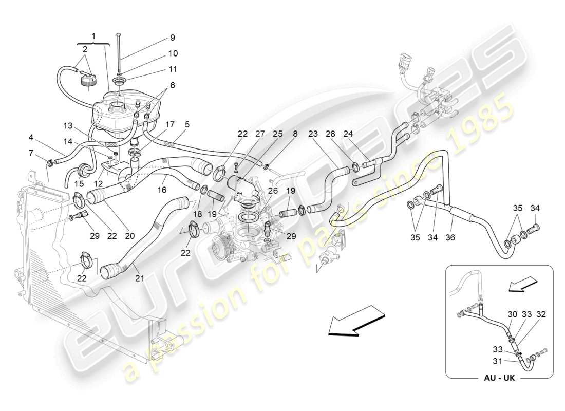 a part diagram from the maserati granturismo mc stradale (2013) parts catalogue