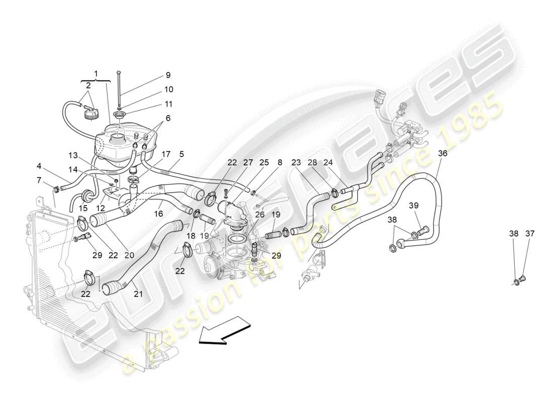 a part diagram from the maserati grancabrio parts catalogue