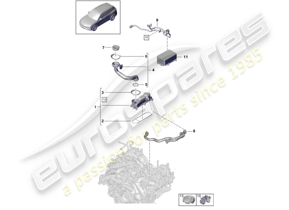 a part diagram from the porsche 2022 (cayenne e3 9ya/9yb) parts catalogue
