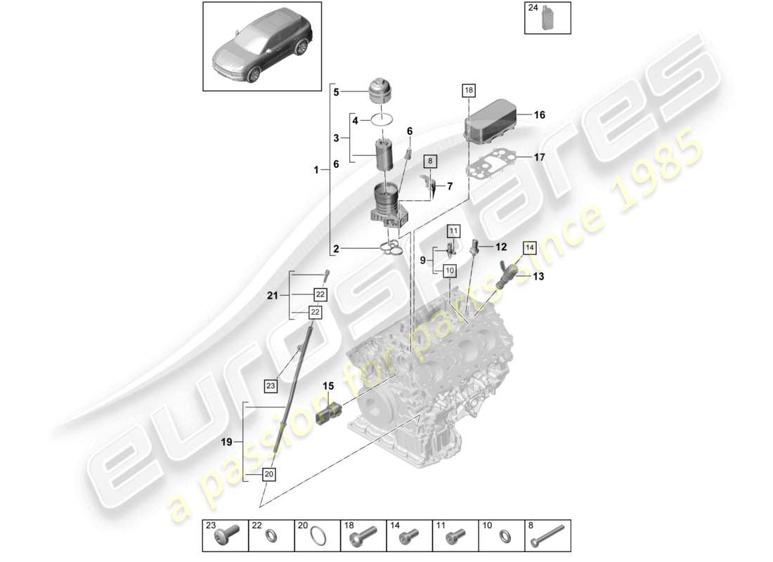 a part diagram from the porsche 2022 (cayenne e3 9ya/9yb) parts catalogue