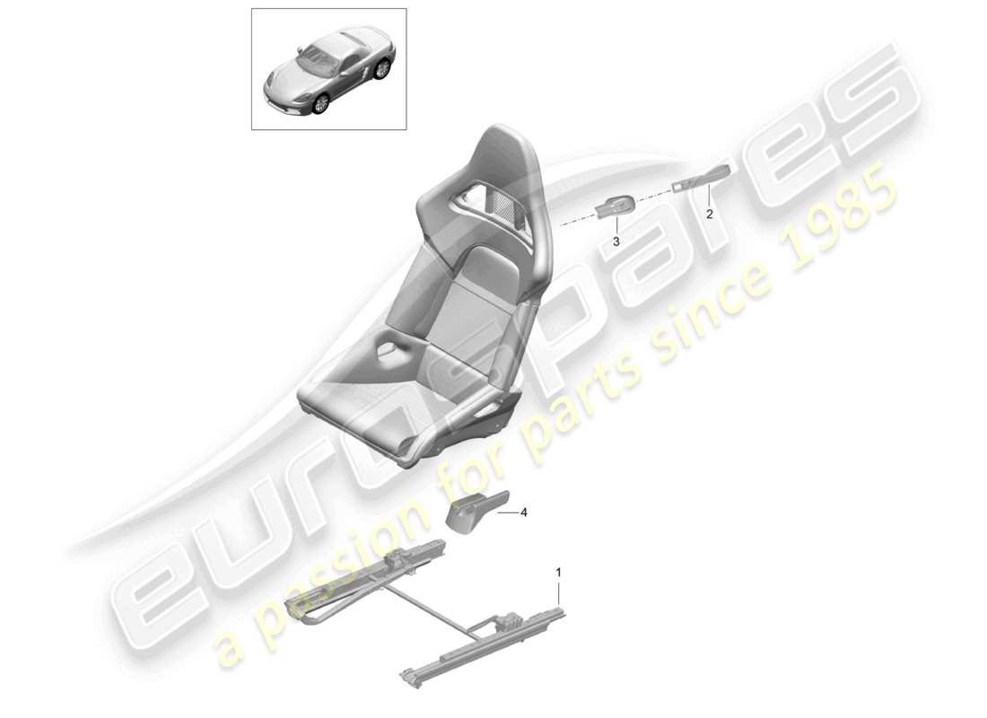porsche 2024 (718 boxster spyder) bucket seat folding (complete) no longer available parts diagram