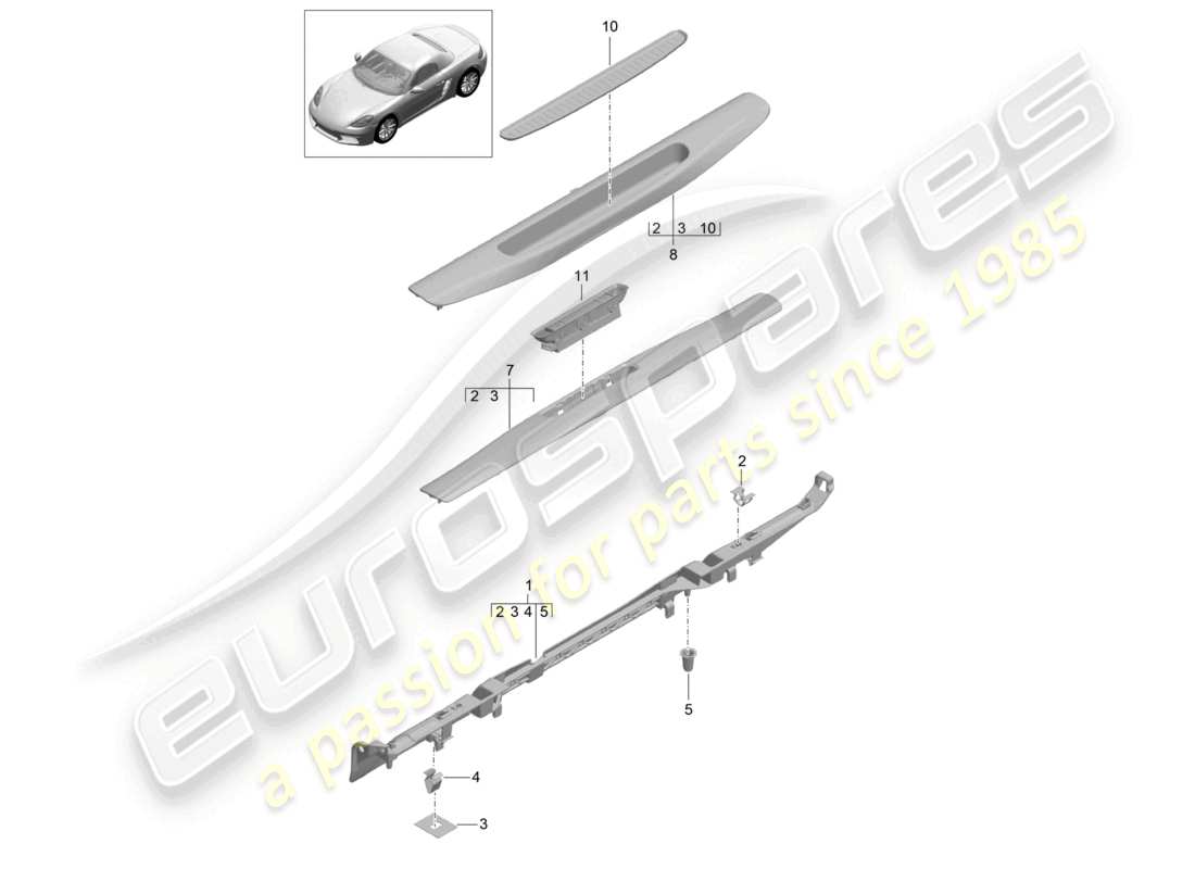 porsche 2023 (718 boxster) trim inner sill part diagram