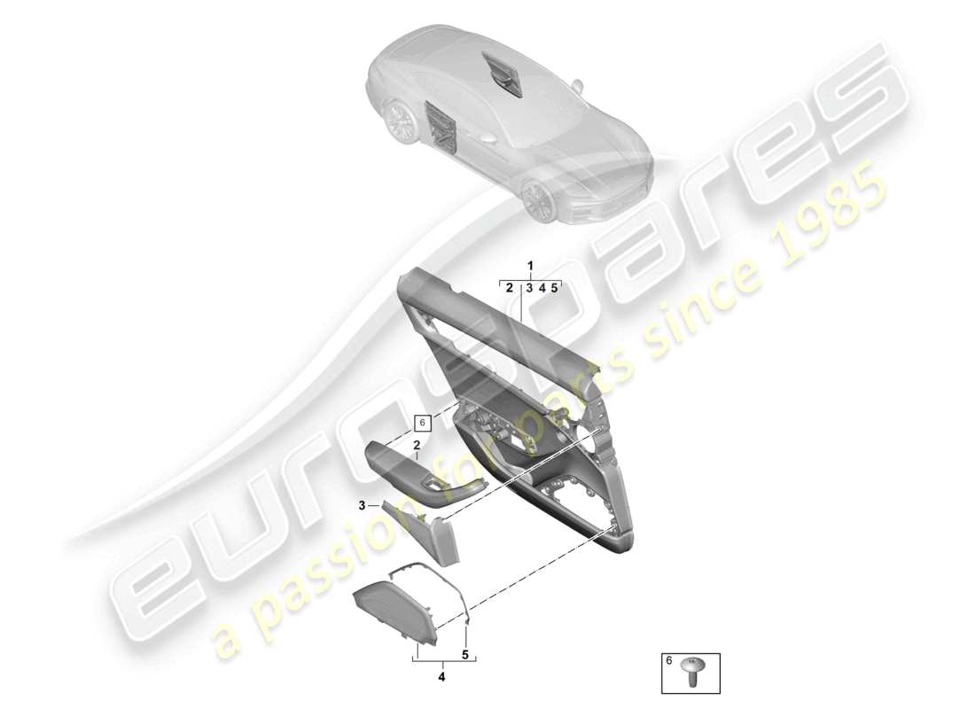porsche 2024 (panamera 976) door panel rear doors for vehicles with leatherette/dinamica equipment part diagram
