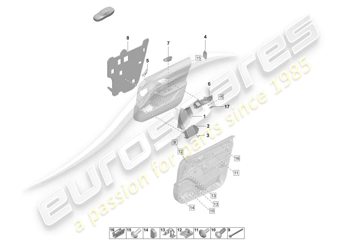 porsche 2023 (taycan 9j1-1) door panel front accessories fasteners parts diagram