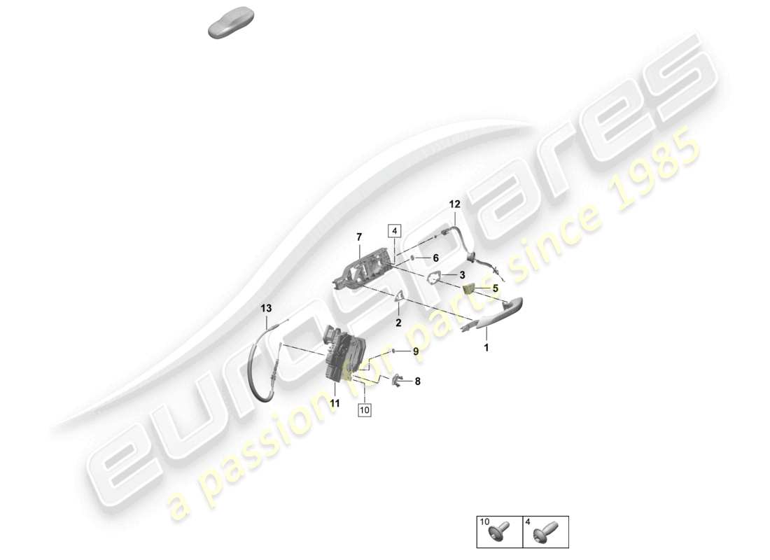 porsche 2026 (macan-e) door handles rear door lock accessories part diagram
