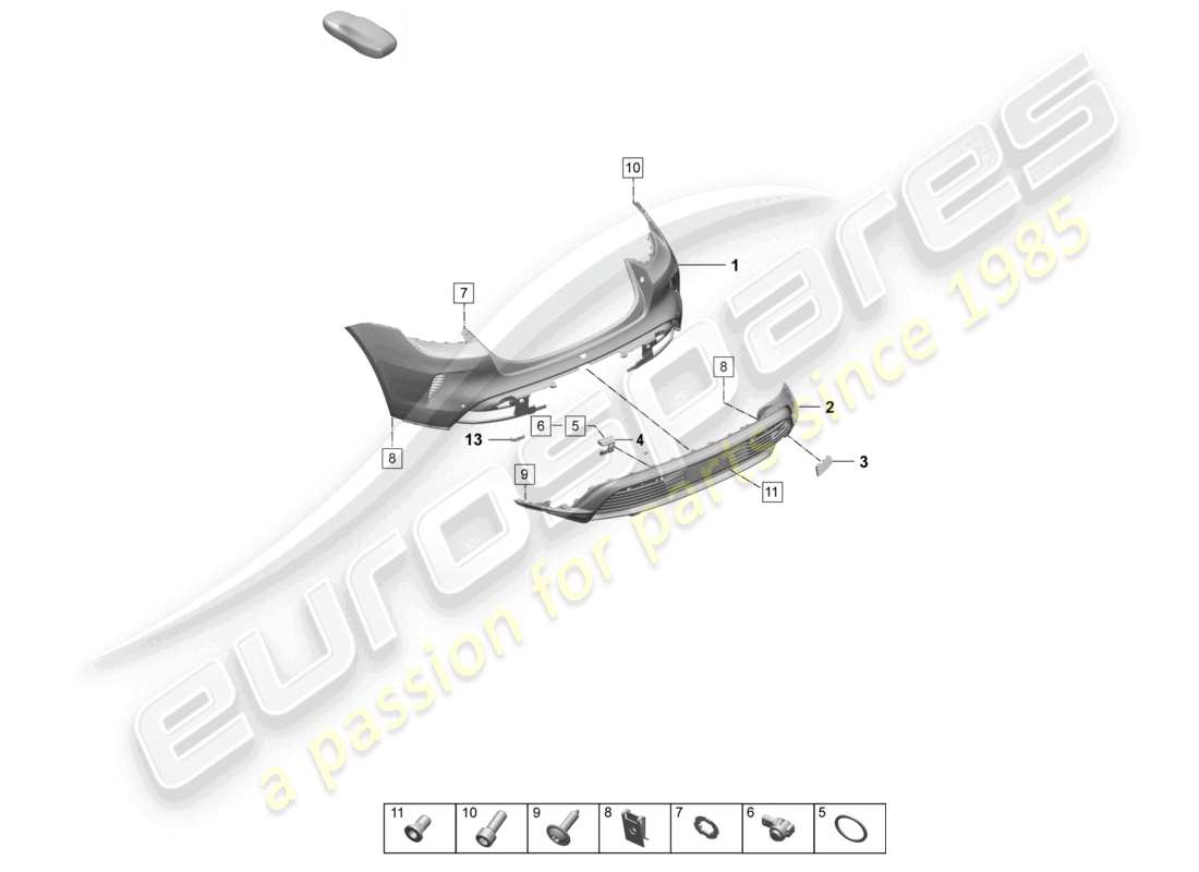 porsche 2025 (taycan 9j1-2) bumper rear for equipment variant: basic sport turismo st parts diagram