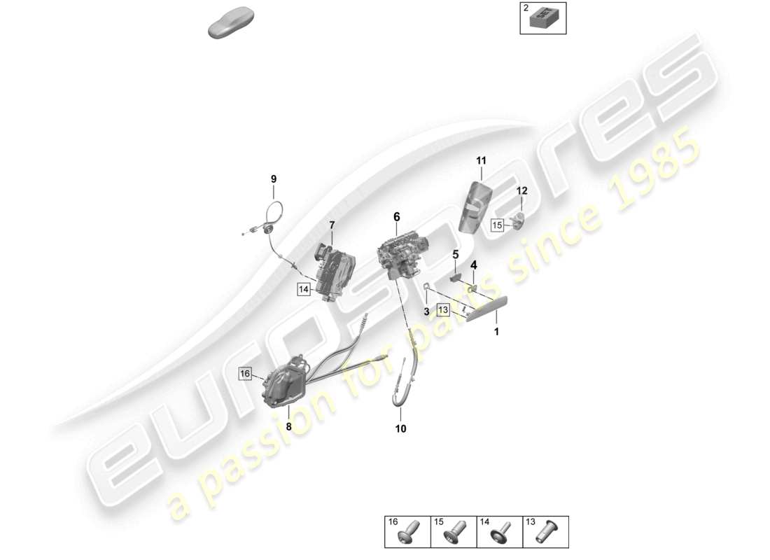 porsche 2026 (taycan 9j1-2) door handle, exterior rear door lock accessories part diagram