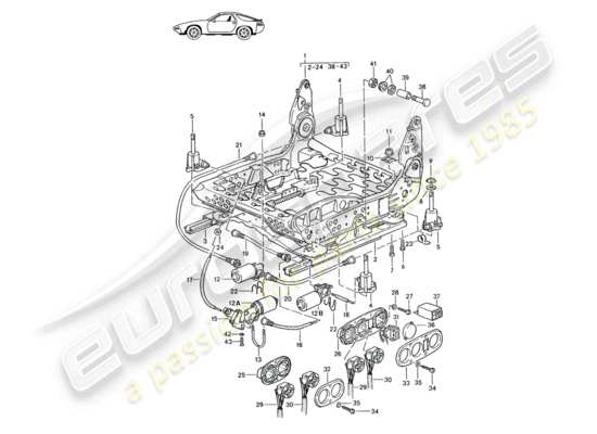 a part diagram from the porsche seat 944/968/911/928 parts catalogue