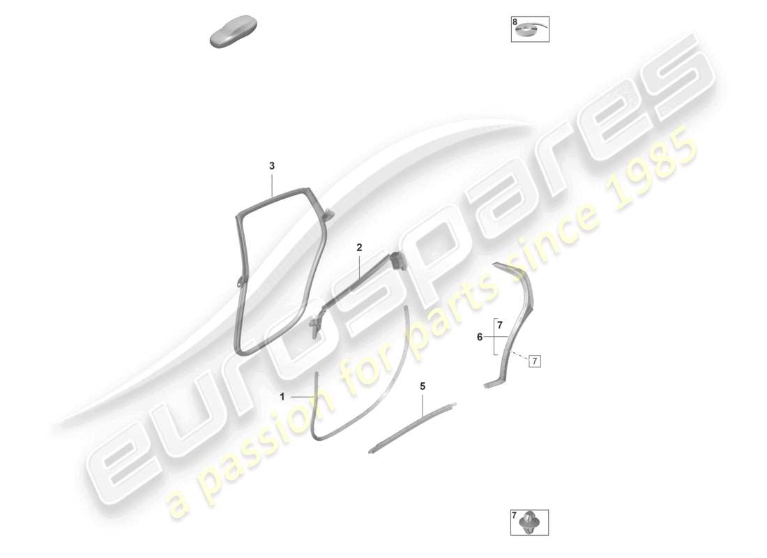 porsche 2023 (taycan 9j1-1) doors rear accessories gaskets parts diagram
