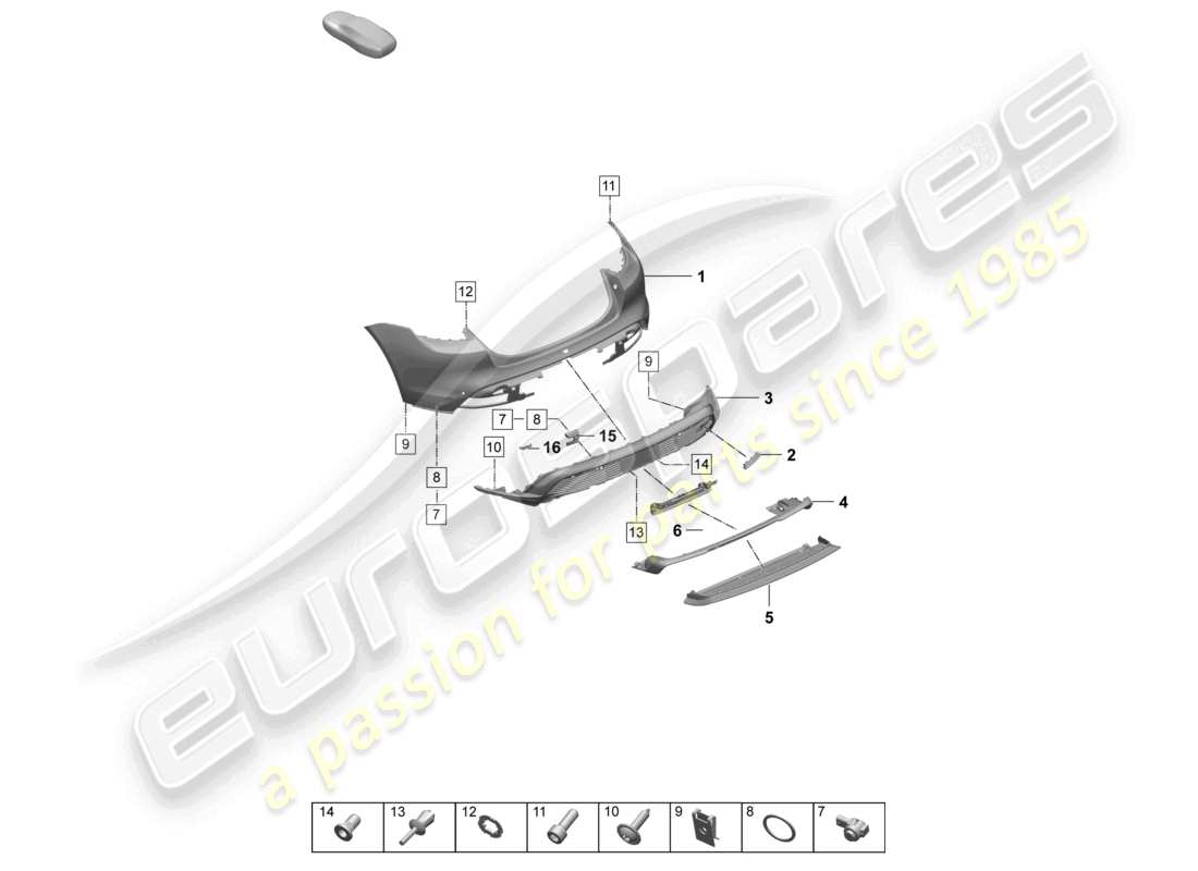 porsche 2025 (taycan 9j1-2) bumper rear sport design package parts diagram
