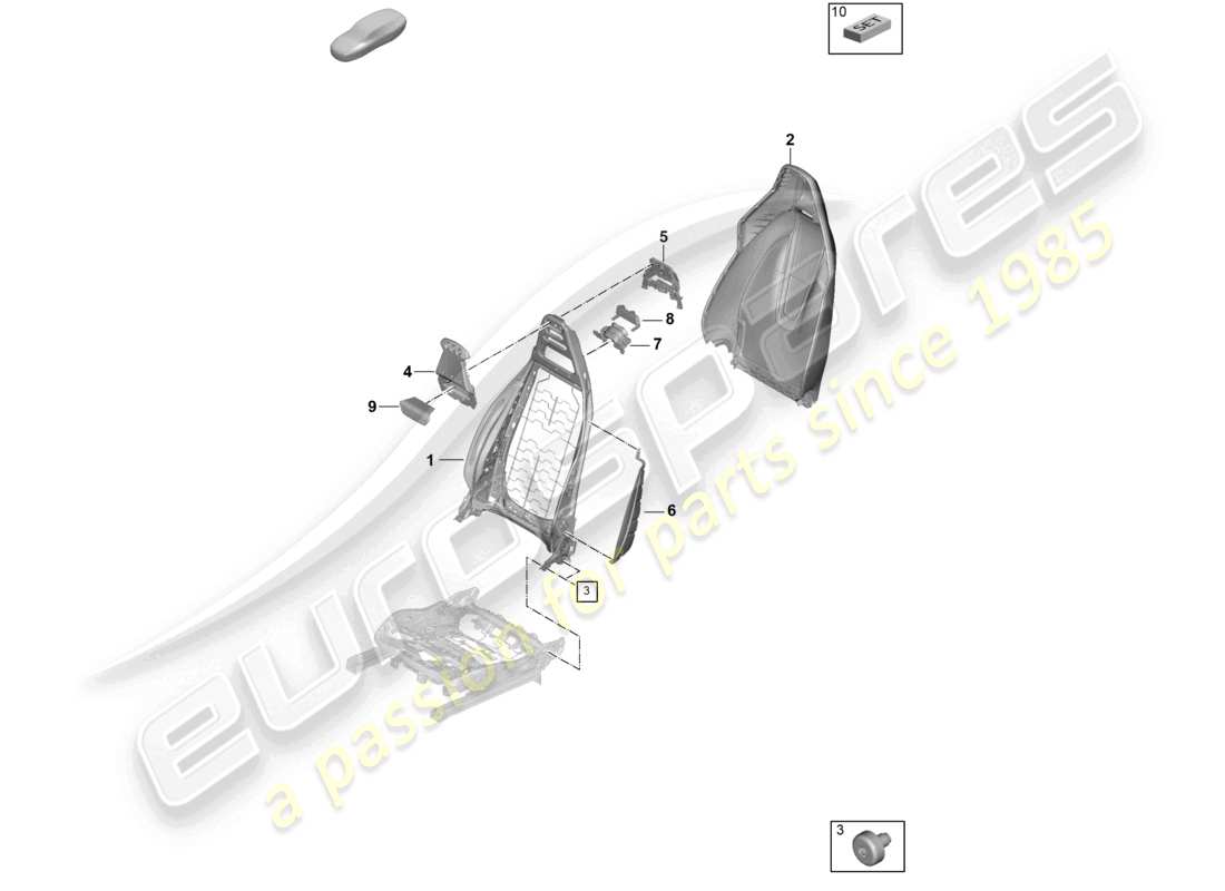 porsche 2024 (panamera 976) backrest frame backrest cover comfort seat sports seat part diagram