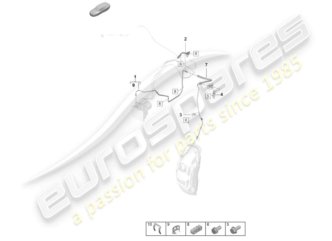 porsche 2025 (panamera 976) brake line front brake pipe from hydraulics to brake hose parts diagram